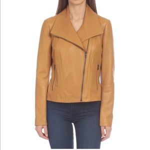 GENUINE LEATHER ENVELOPE COLLAR JACKET
